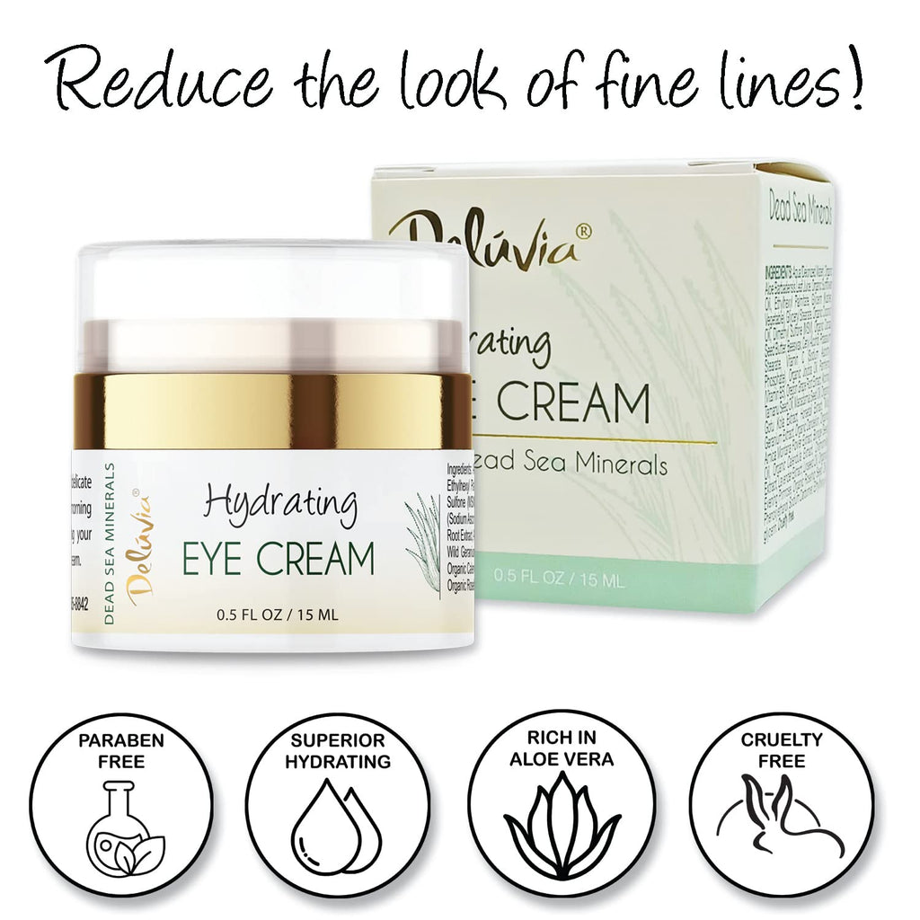 Delúvia Eye Cream Moisturizer | Hydrating Undereye Cream with Organic Aloe, Vitamin E & Rosehip Oil