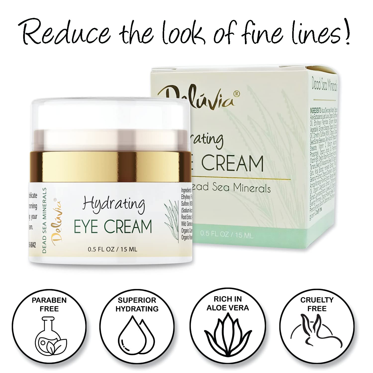Delúvia Eye Cream Moisturizer | Hydrating Undereye Cream with Organic Aloe, Vitamin E & Rosehip Oil