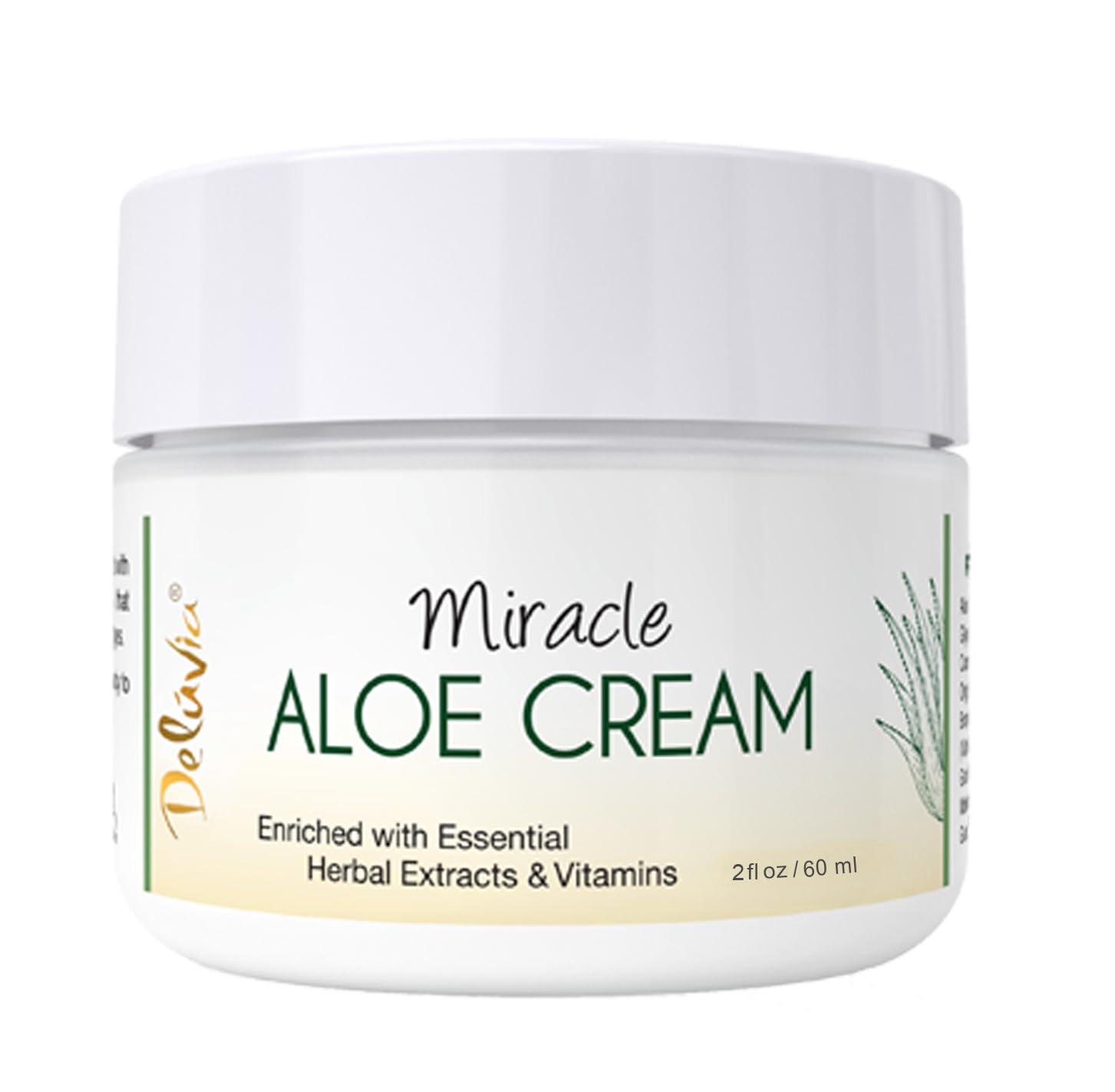 DELÚVIA Miracle Aloe Cream | Face & Body Moisturizer with Vitamin E & Organic Aloe Vera | 2 oz Travel Size