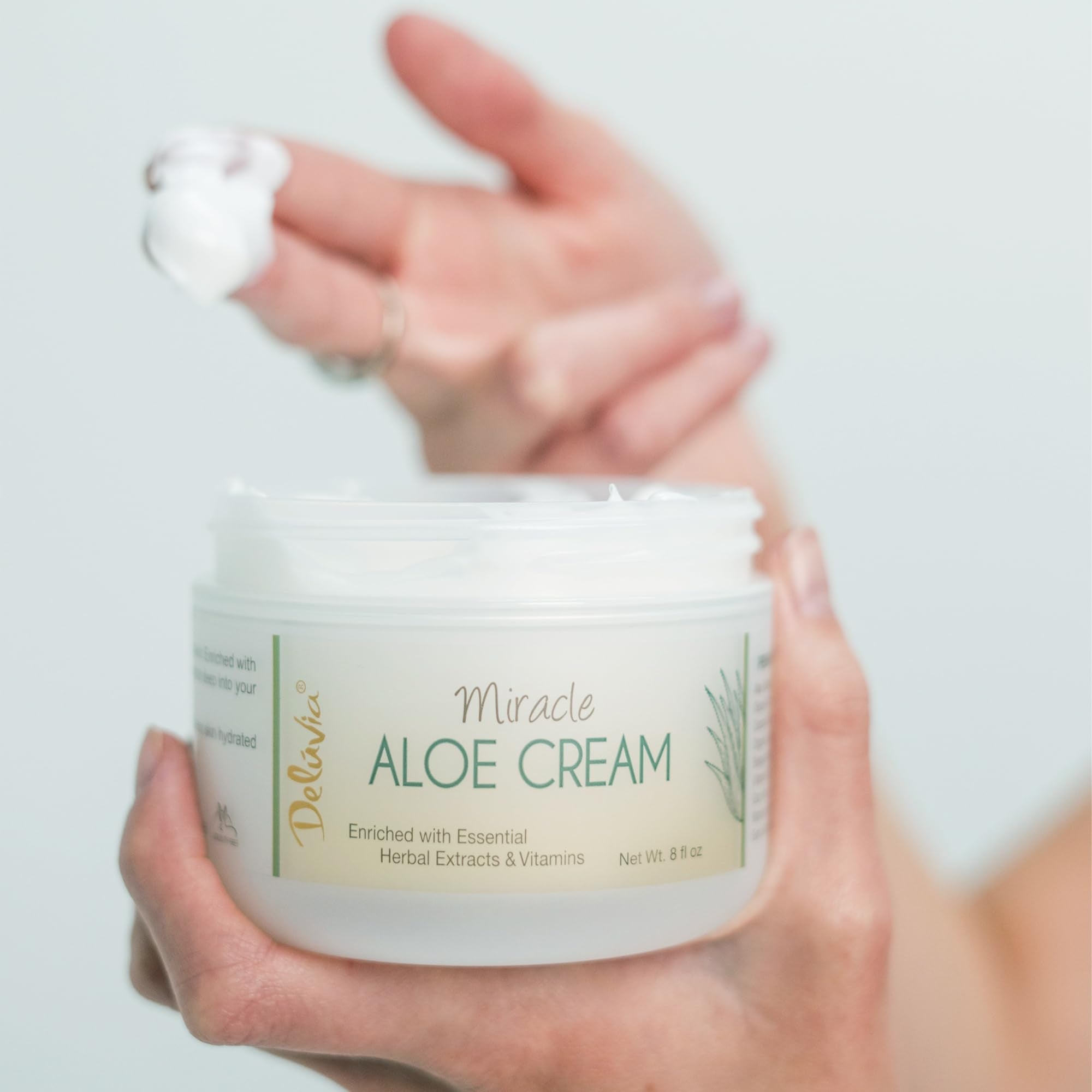 DELÚVIA Miracle Aloe Cream | Face & Body Moisturizer with Vitamin E & Organic Aloe Vera | 2 oz Travel Size