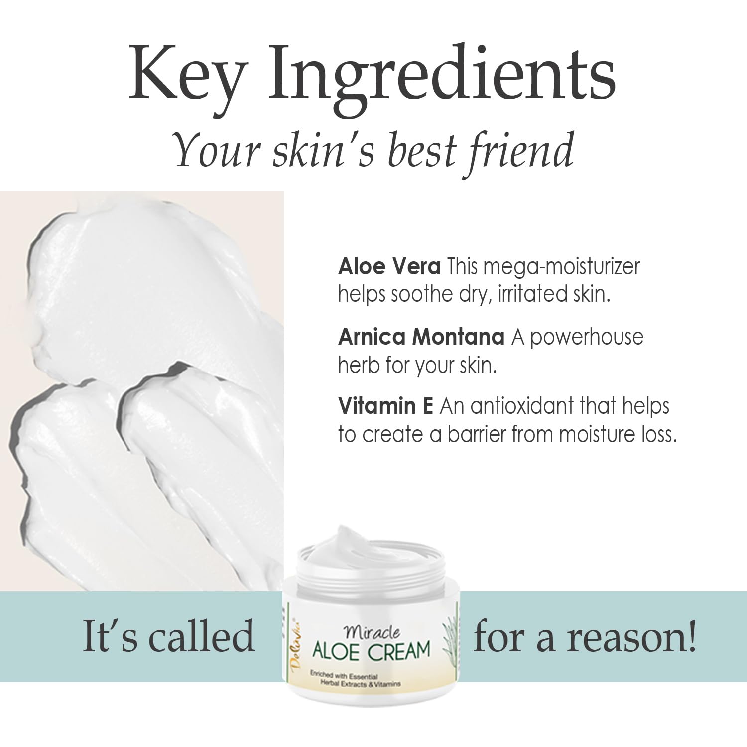 DELÚVIA Miracle Aloe Cream | Face & Body Moisturizer with Vitamin E & Organic Aloe Vera | 2 oz Travel Size