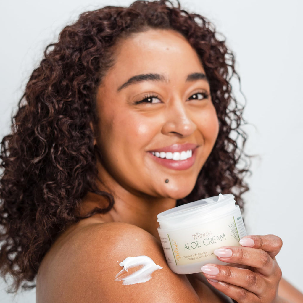 DELÚVIA Miracle Aloe Cream | Face & Body Moisturizer with Vitamin E & Organic Aloe Vera | 2 oz Travel Size