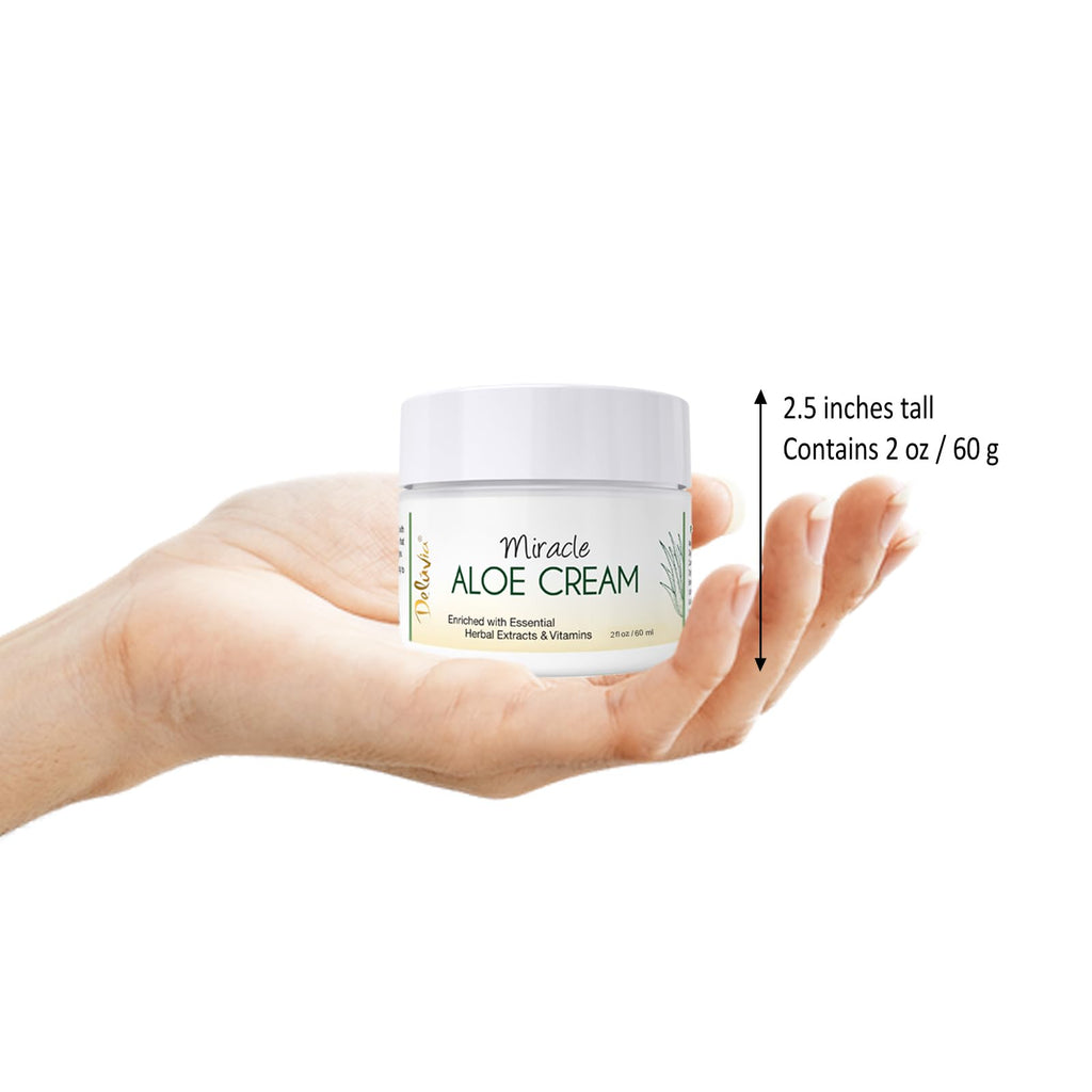 DELÚVIA Miracle Aloe Cream | Face & Body Moisturizer with Vitamin E & Organic Aloe Vera | 2 oz Travel Size