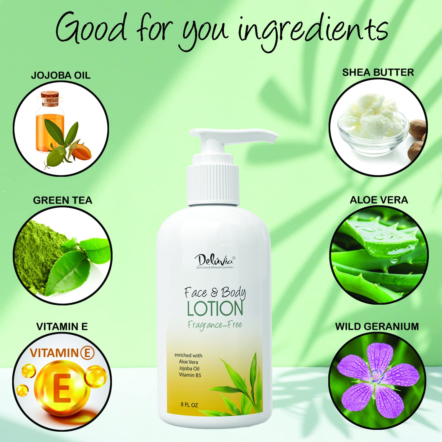 DELÚVIA Moisturizing Body & Face Lotion – Unscented, Organic Aloe Vera, Shea Butter, Jojoba Oil, Vitamin E & B5 | 2 Pack