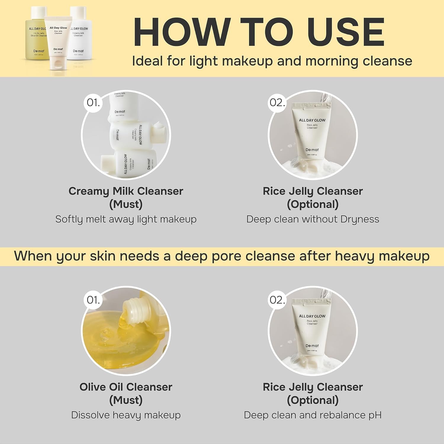 De:maf Welcome Cleansing Gift Kit – Gentle Travel-Size Cleanser Trio for Sensitive Skin