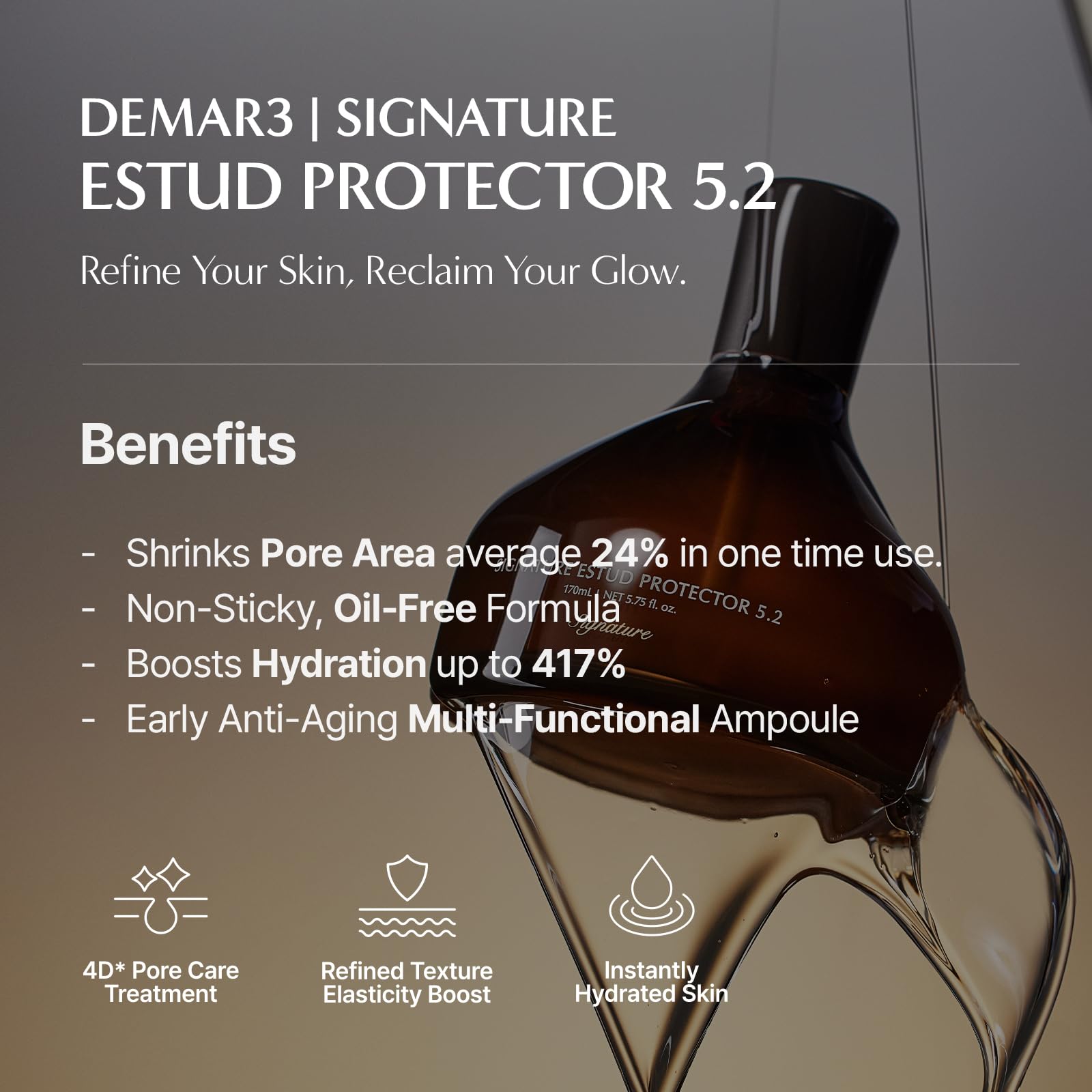 DEMAR 3 Signature ESTUD Protector – Pore Minimizer Niacinamide Serum (2%), 1.69 fl oz