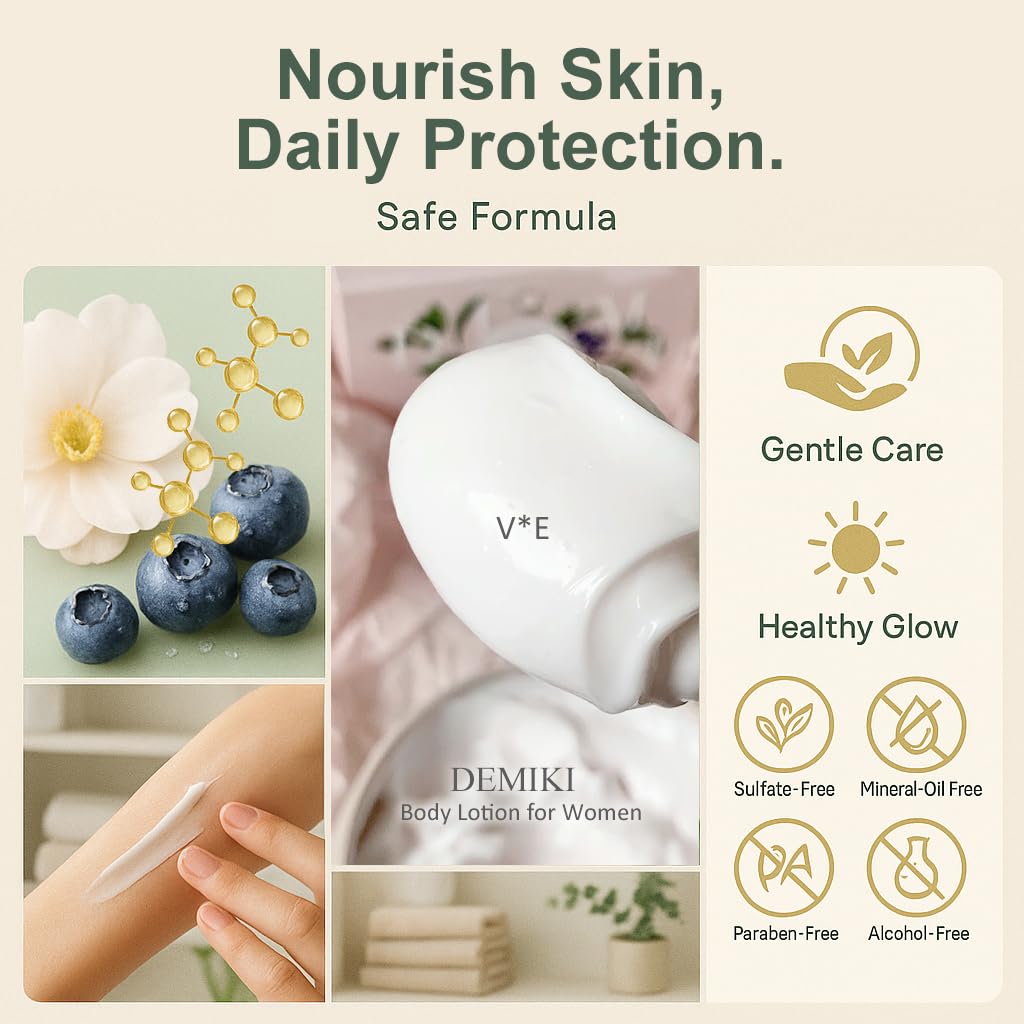 DEMIKI Body Lotion with Squalane & Amino Acids – Hydrating Moisturizer for Dry Skin