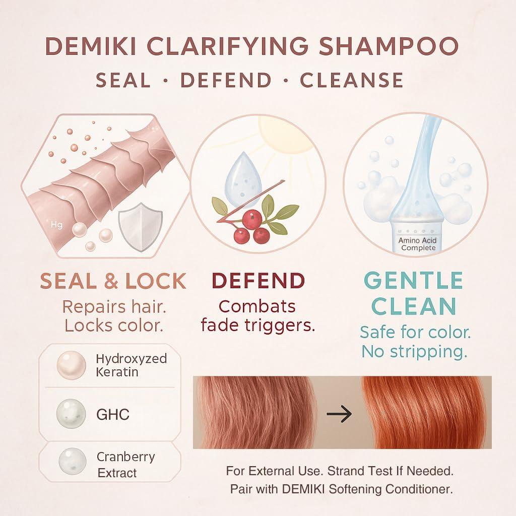 DEMIKI Shampoo for Women | Clarifying, Sulfate-Free Rose-Scented Keratin Care for Oily Hair (450ml)