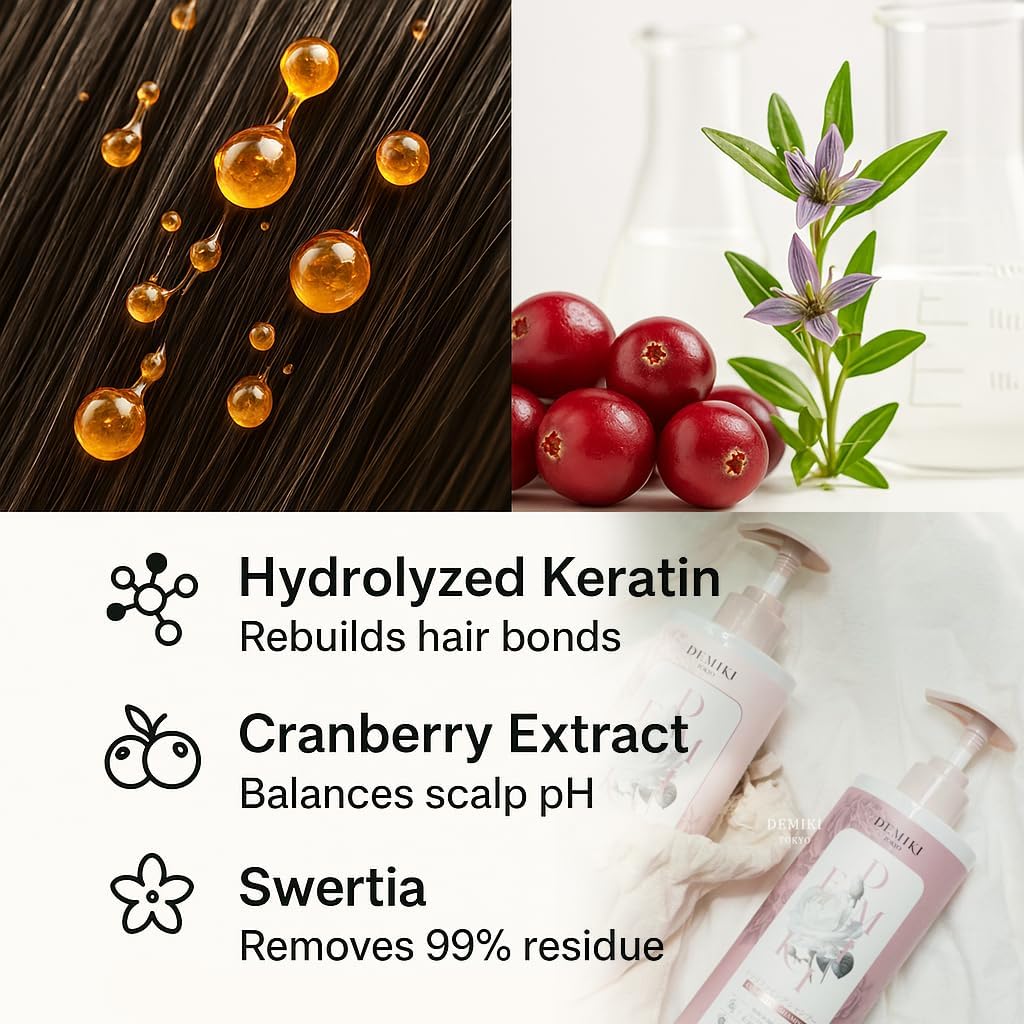 DEMIKI Japanese Shampoo & Conditioner Set for Oily Hair — Rose Scent, Sulfate Free, 32oz