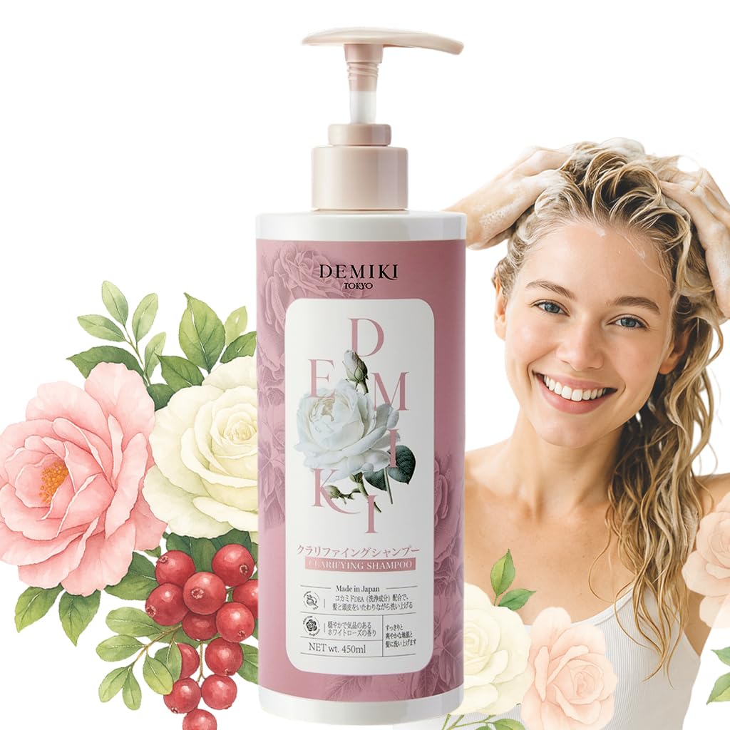 DEMIKI Shampoo for Women | Clarifying, Sulfate-Free Rose-Scented Keratin Care for Oily Hair (450ml)