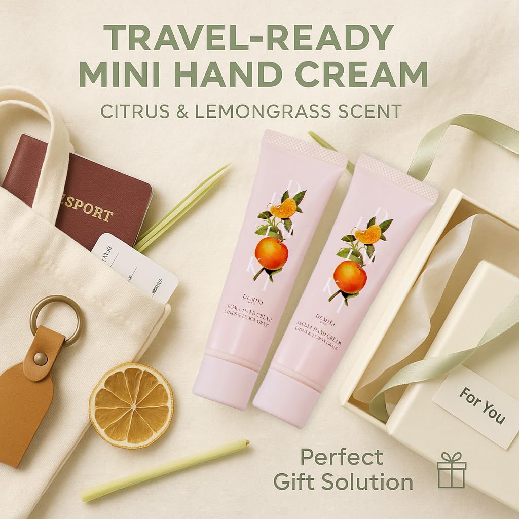 DEMIKI Shea Butter Hand Cream – Hydrating Japanese Skincare for Dry Hands | Citrus & Lemongrass, Travel 50g