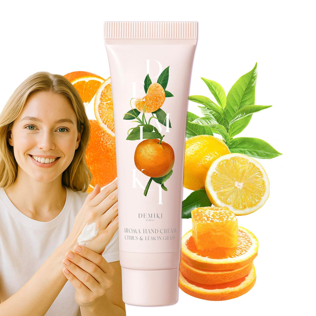 DEMIKI Shea Butter Hand Cream – Hydrating Japanese Skincare for Dry Hands | Citrus & Lemongrass, Travel 50g