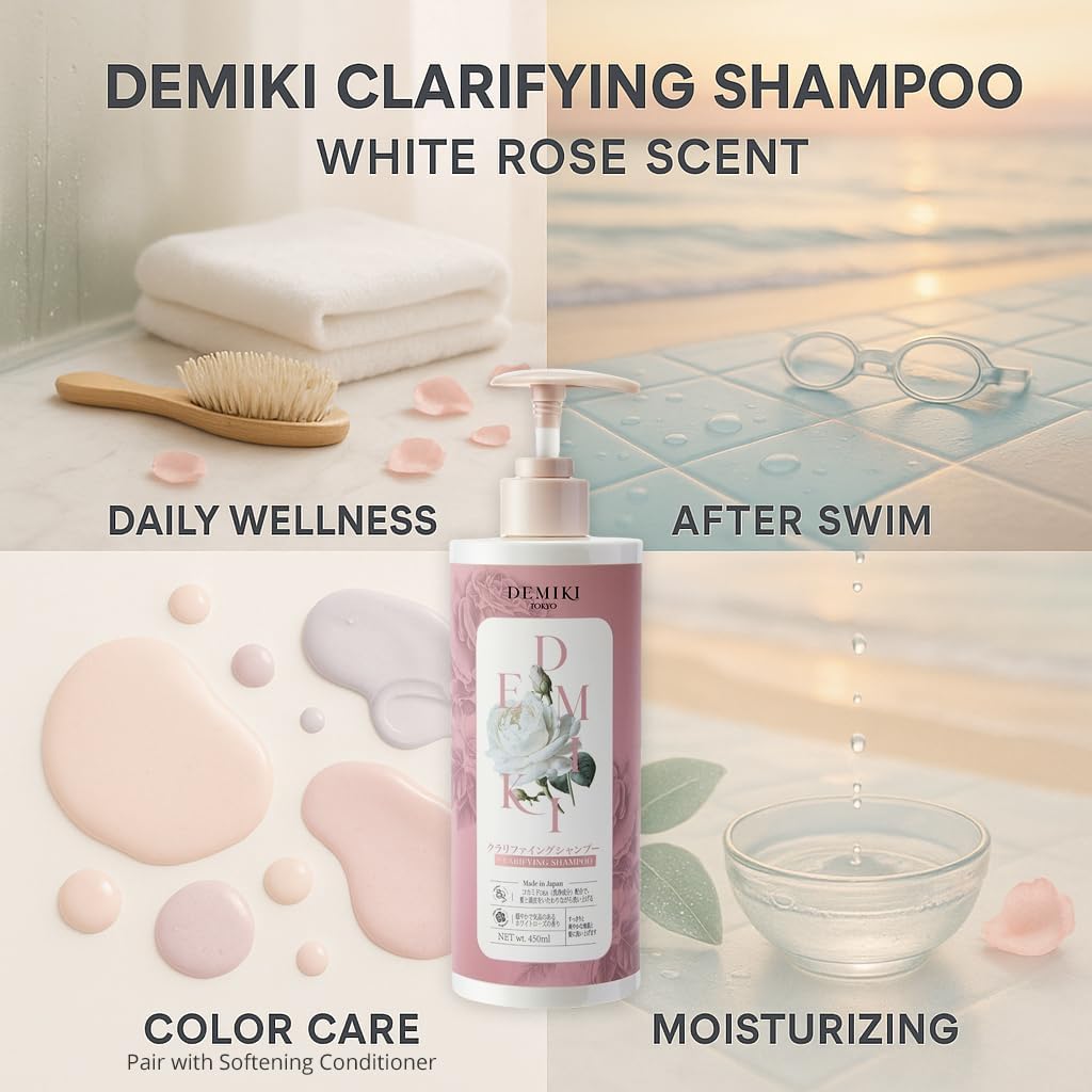 DEMIKI Shampoo for Women | Clarifying, Sulfate-Free Rose-Scented Keratin Care for Oily Hair (450ml)