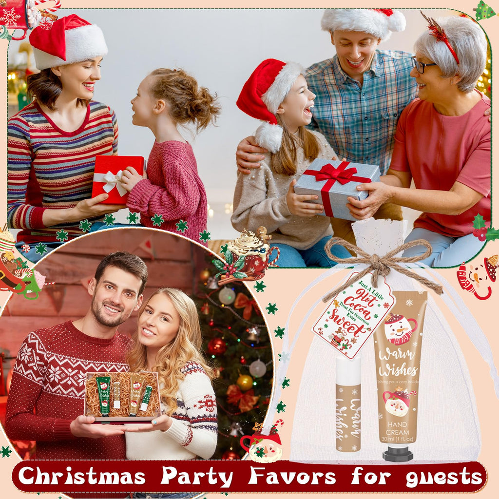 Demissle Christmas Hot Cocoa Hand Cream & Lip Balm Gift Set – 72 Pcs Party Favors