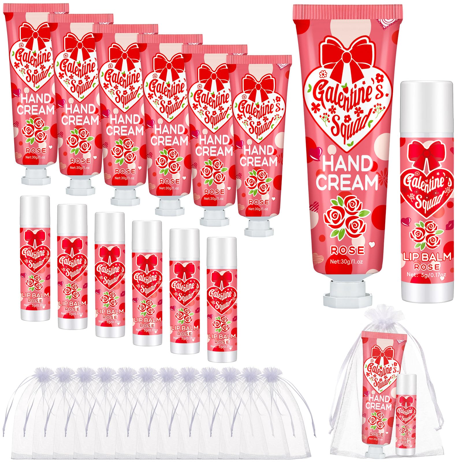Demissle Galentine Gift Set: 36 Hand Cream & 36 Lip Balm Bulk Gifts for Friends