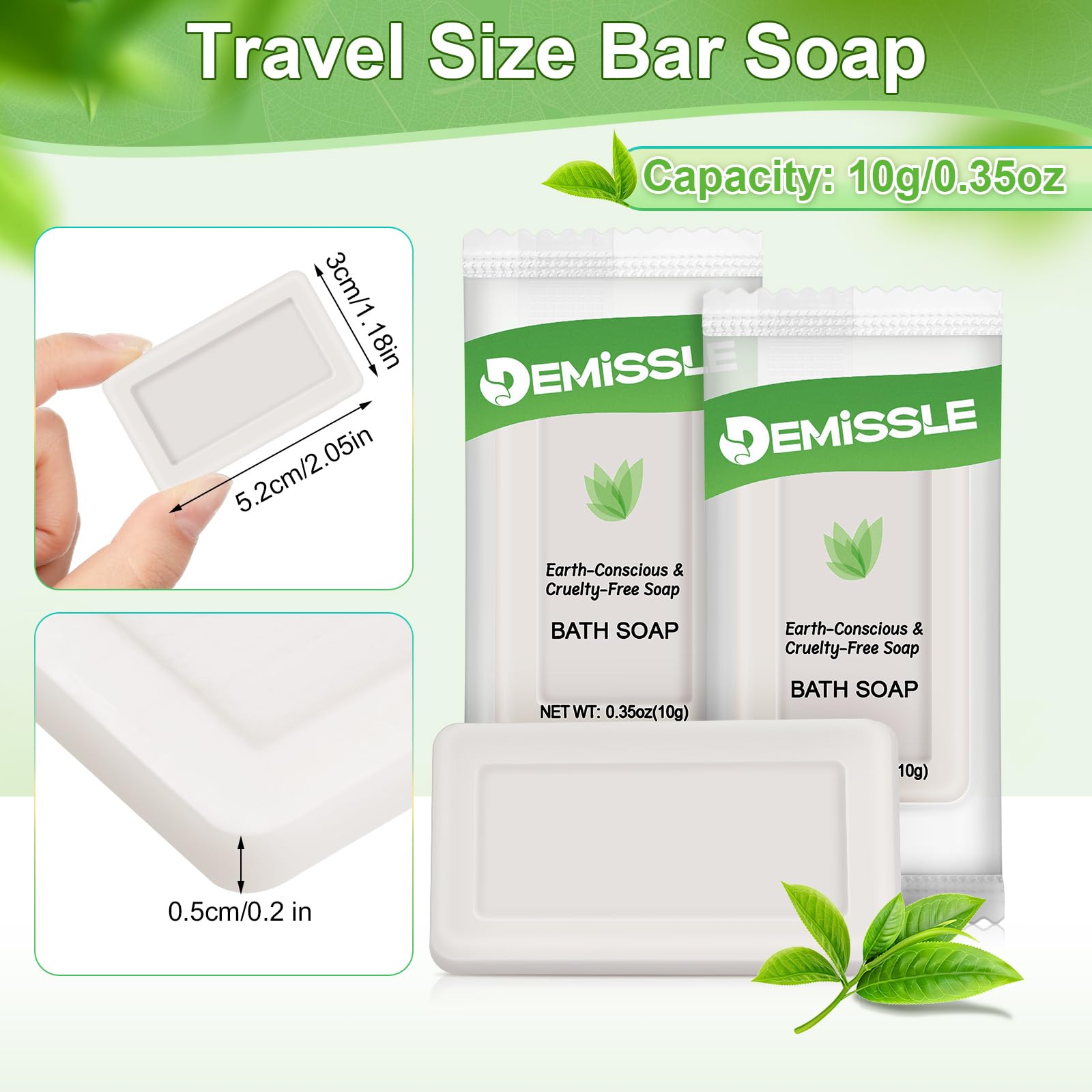 Demissle Travel Size Soap Bars – 200-Pack 0.35 oz Mini Hotel Soap for Hotels, Rentals & Travel