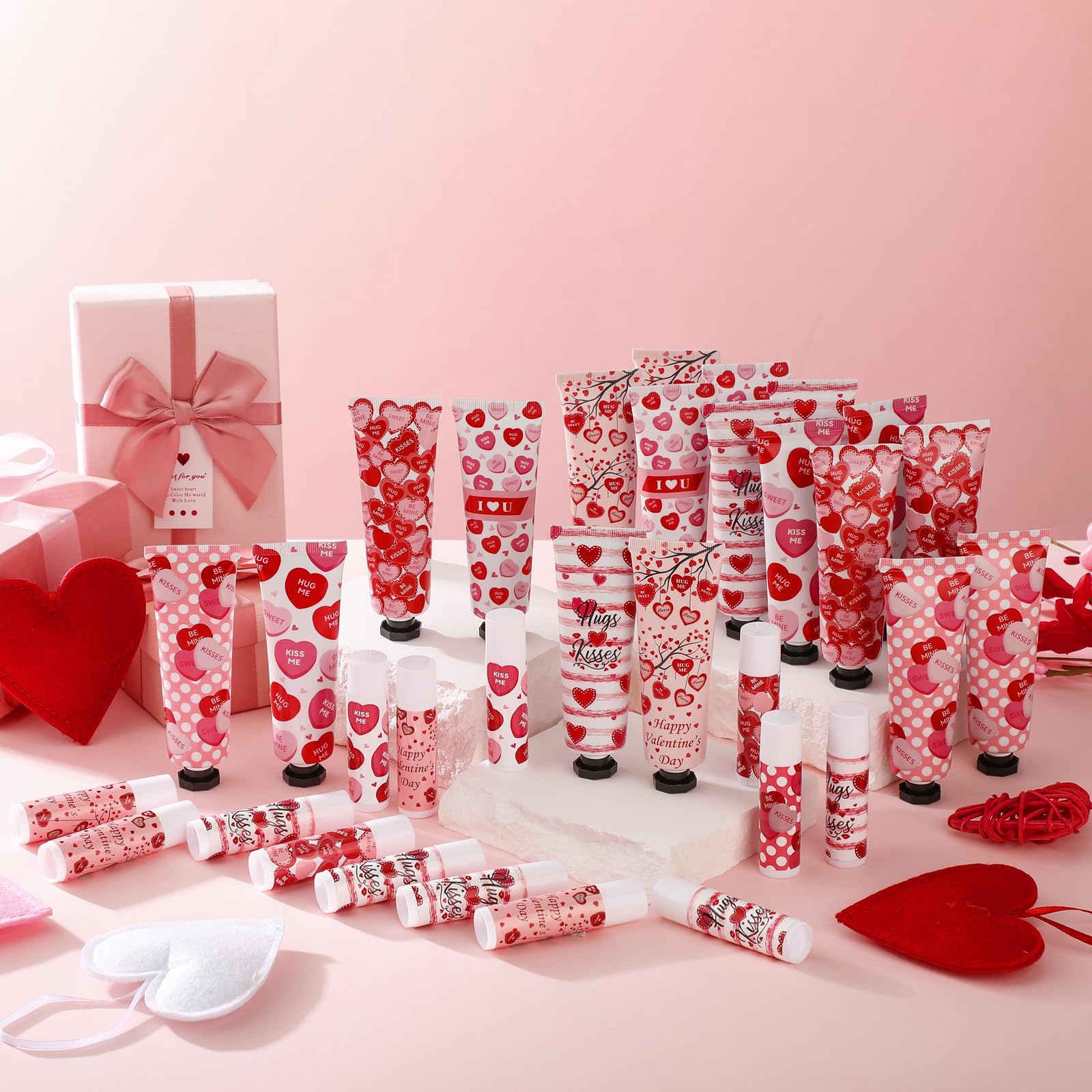 Demissle 18-Set Valentine Hand Cream & Lip Balm Gift Set – Party Favors