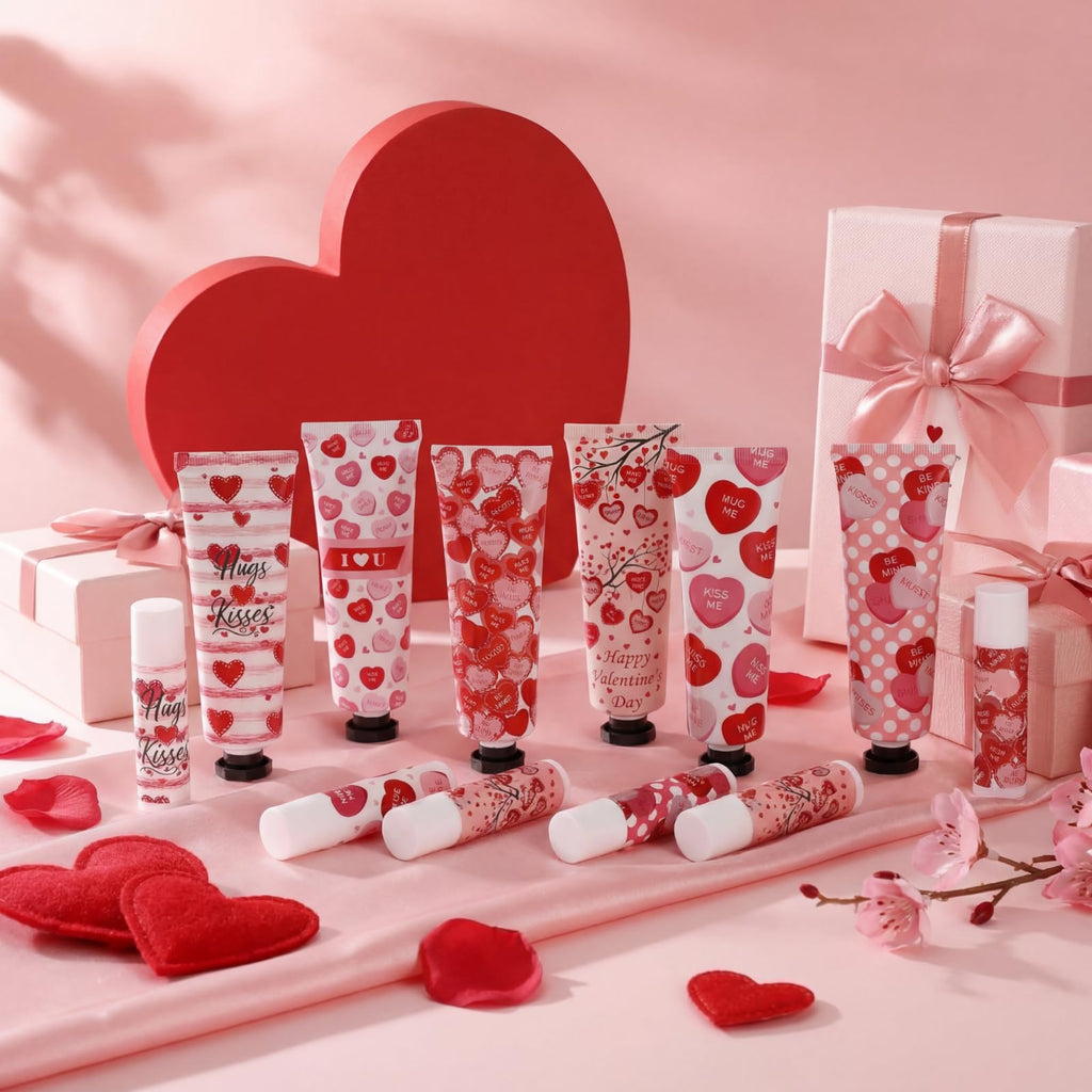 Demissle Valentine's Day Hand Cream & Lip Balm Gift Set – 6 Duos for Galentine's