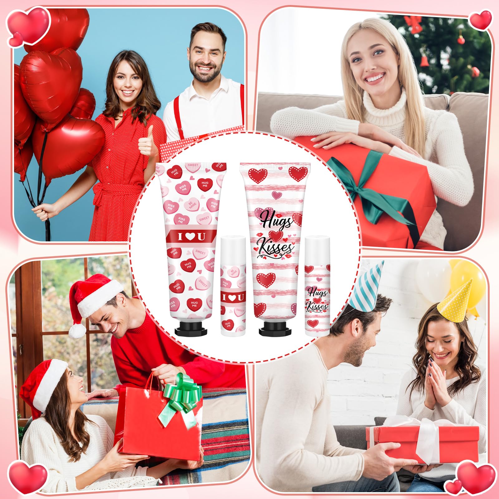 Demissle 24 Sets Valentine's Day Hand Cream & Lip Balm Gift Set – Galentine's Day Party Favors