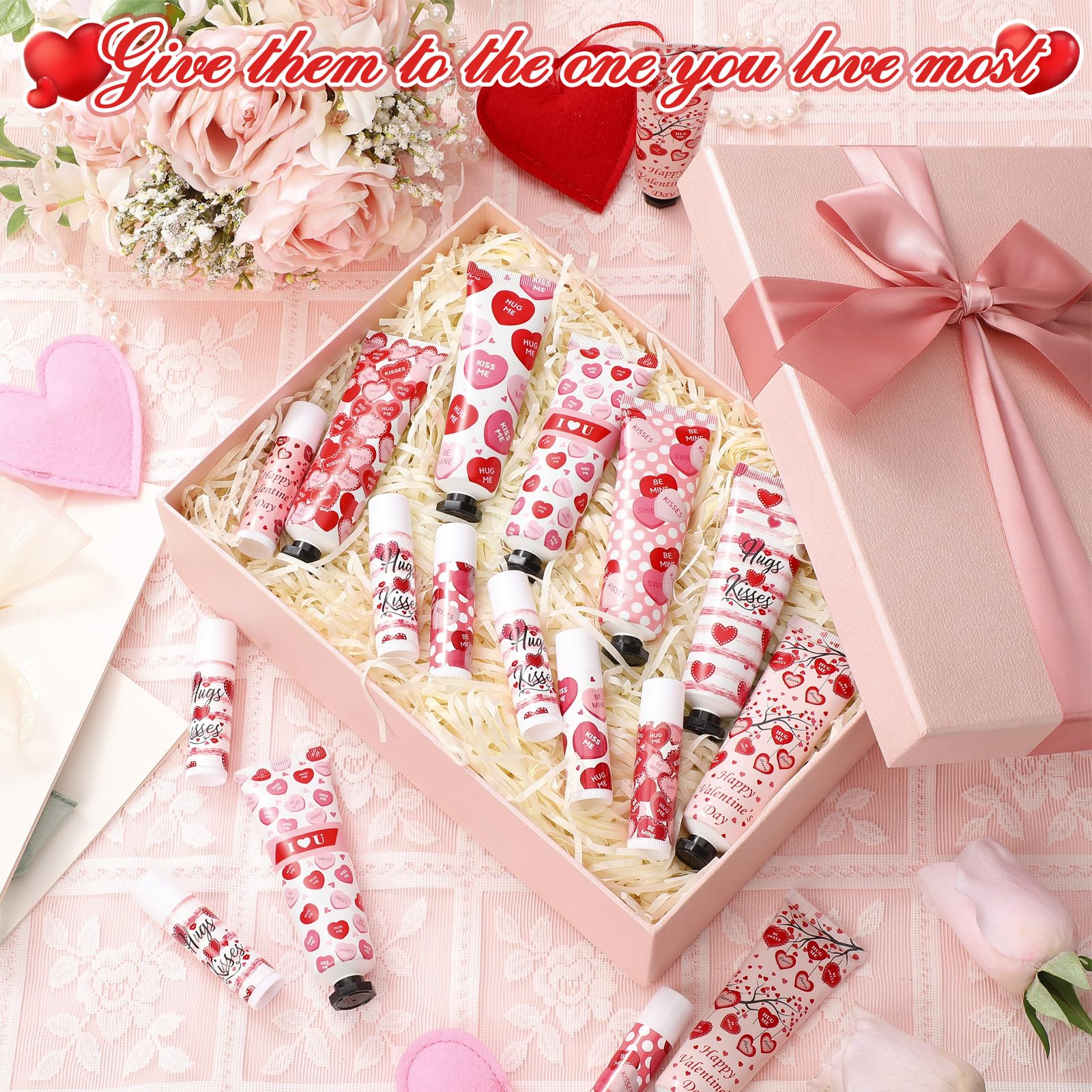 Demissle 18-Set Valentine Hand Cream & Lip Balm Gift Set – Party Favors