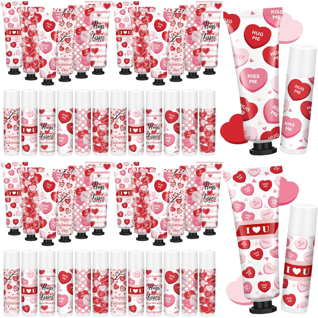 Demissle 24 Sets Valentine's Day Hand Cream & Lip Balm Gift Set – Galentine's Day Party Favors