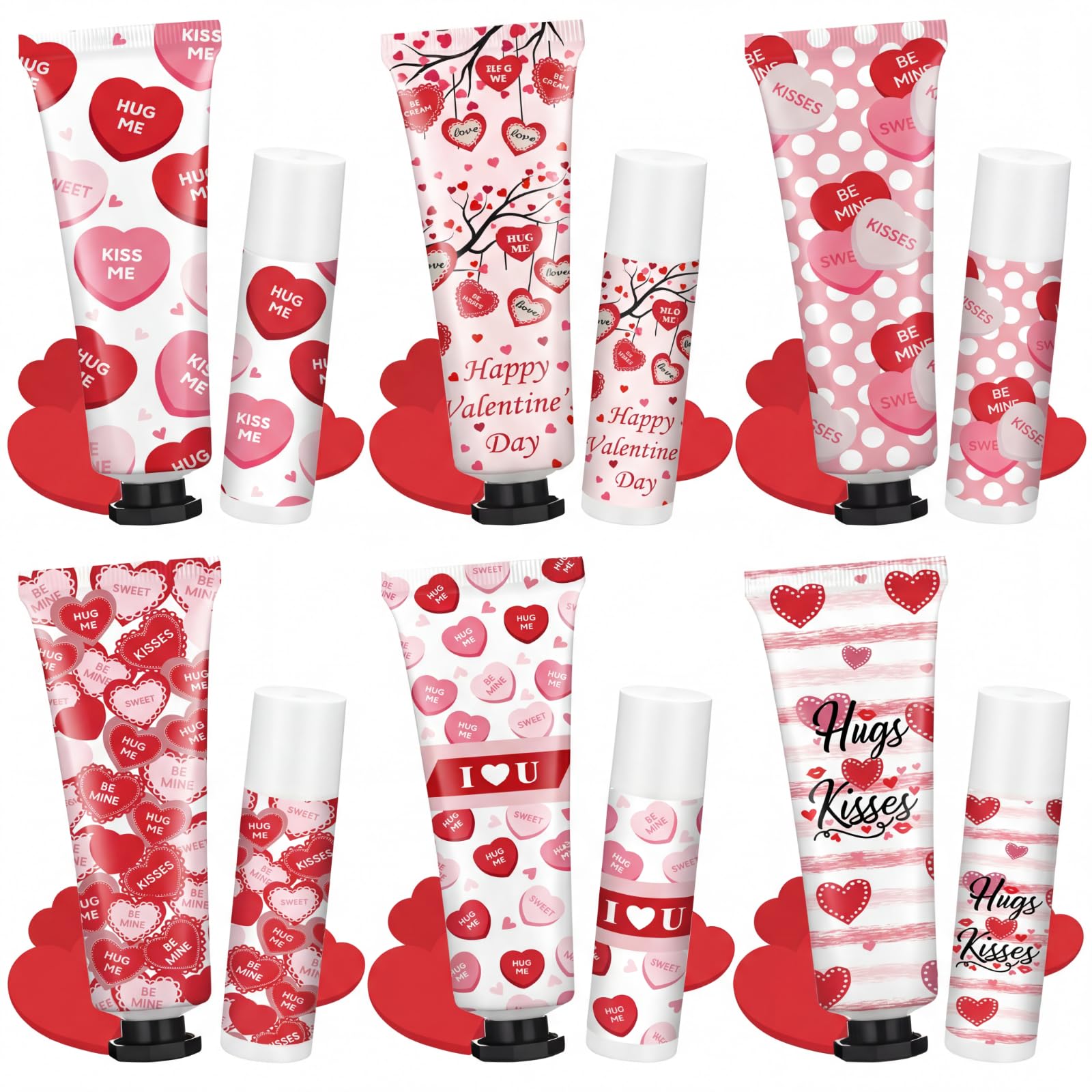 Demissle Valentine's Day Hand Cream & Lip Balm Gift Set – 6 Duos for Galentine's