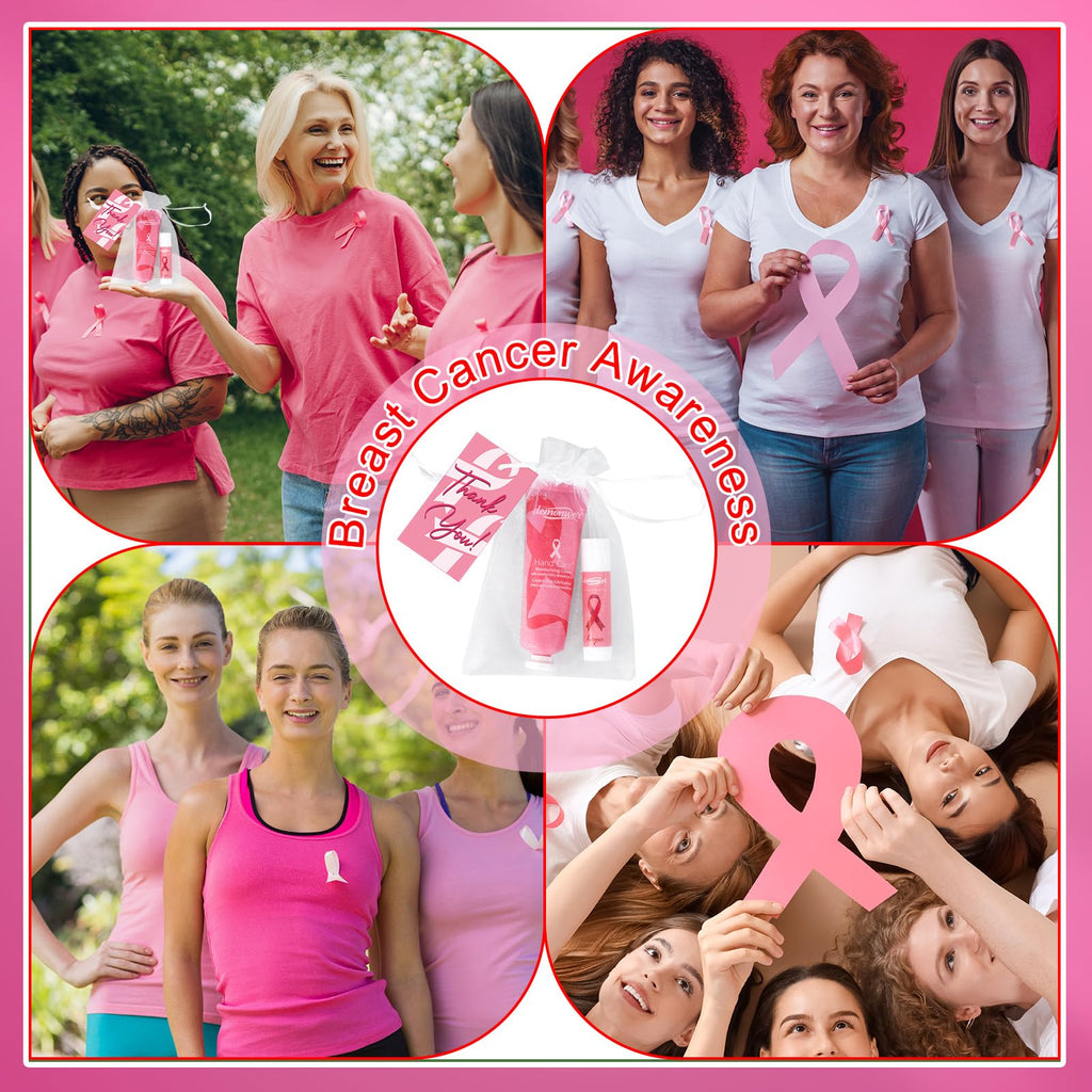 Demonwer 20-Set Breast Cancer Awareness Favors – Pink Ribbon Hand Cream & Lip Balm