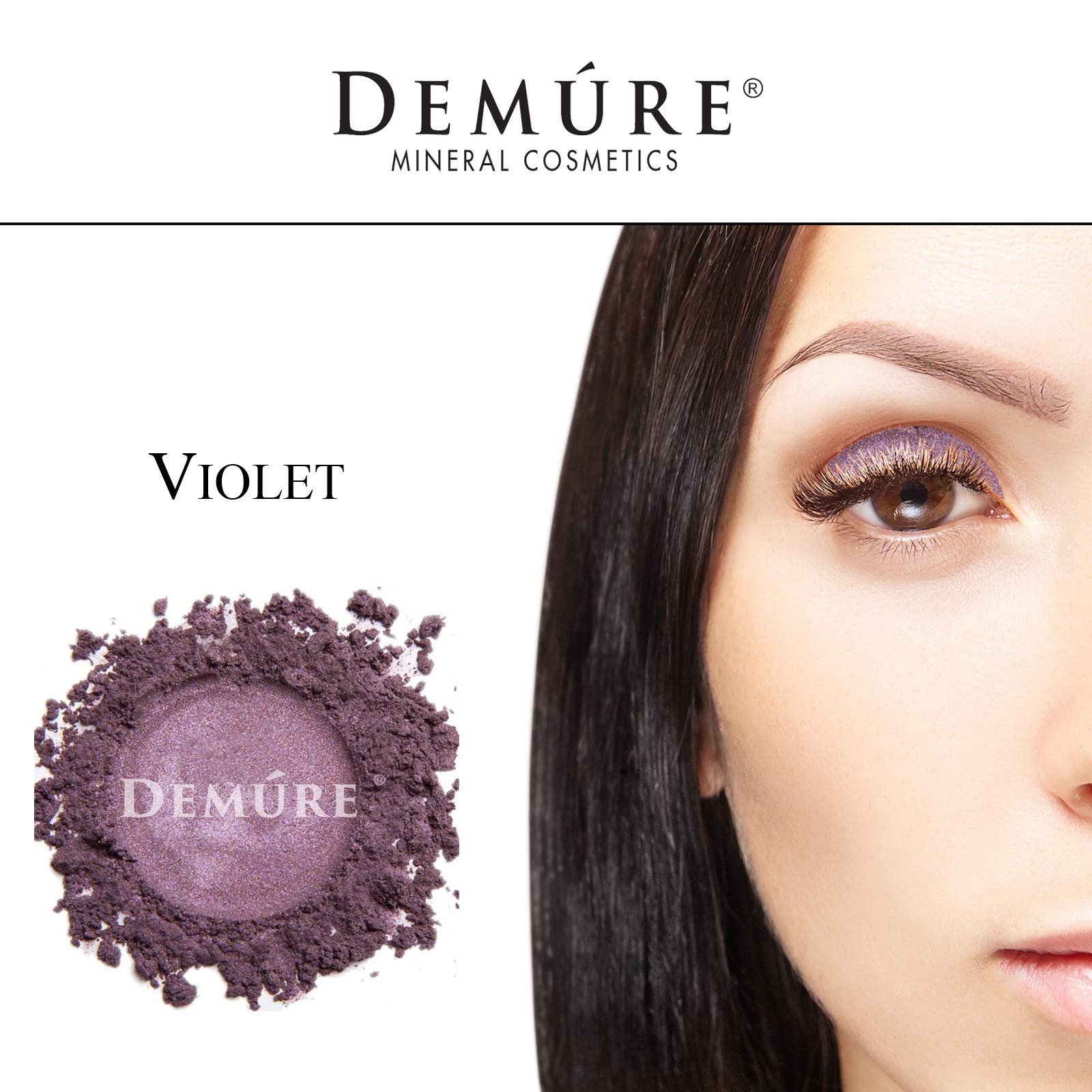 DEMÚRE Demure Mineral Shimmer Eyeshadow Loose Powder – Violet | 33 Natural Shades | Cruelty Free