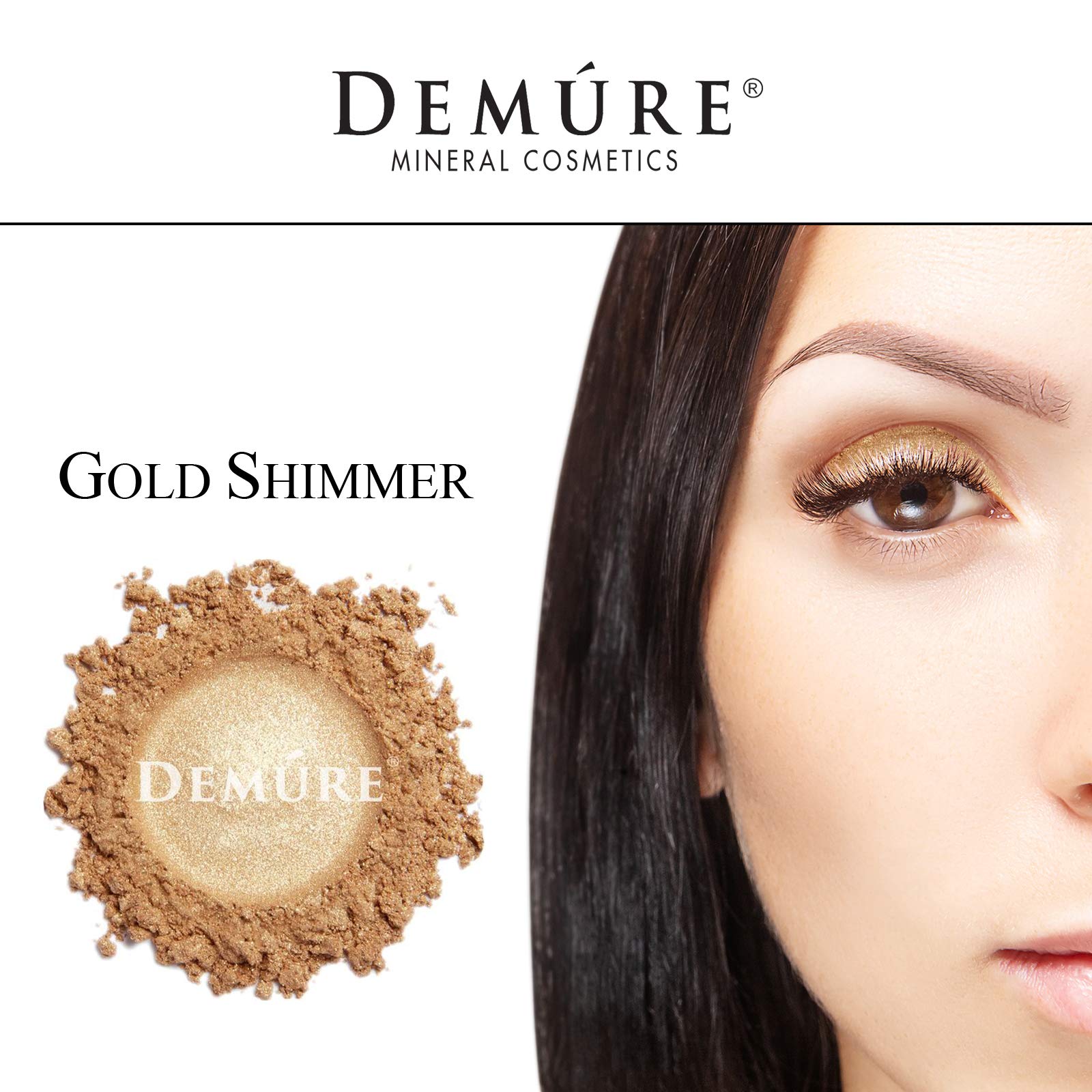 DEMÚRE Mineral Eye Shadow Gold Shimmer — Loose Glitter Eyeshadow