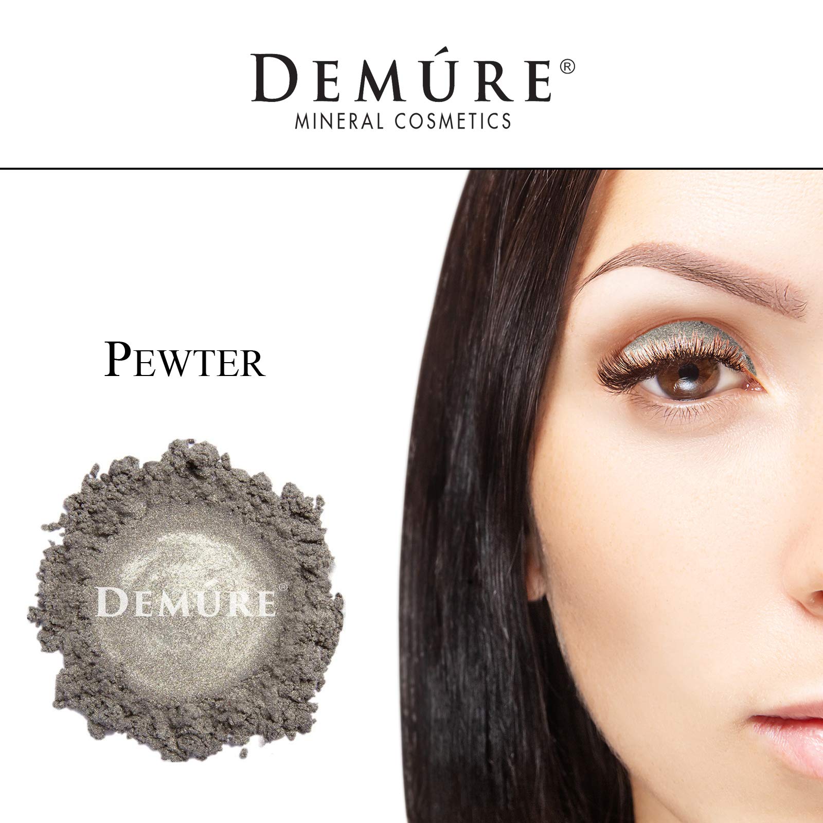Demure Mineral Eye Shadow Pewter – Shimmer Loose Powder, Natural, Cruelty-Free