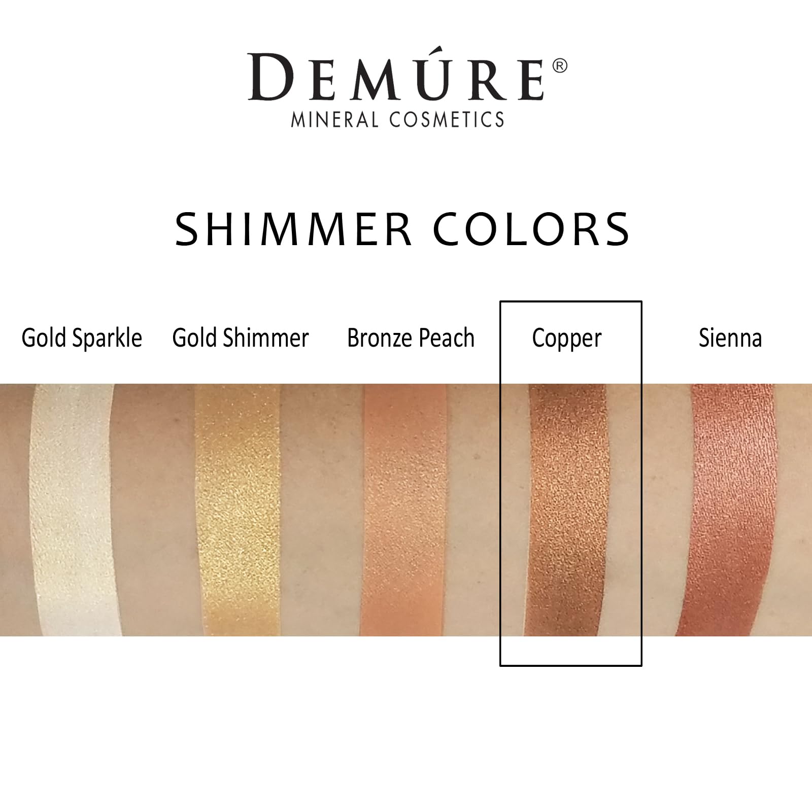 DEMÚRE Demure Mineral Eye Shadow Copper – Shimmer Loose Powder, 33 Mineral Shades