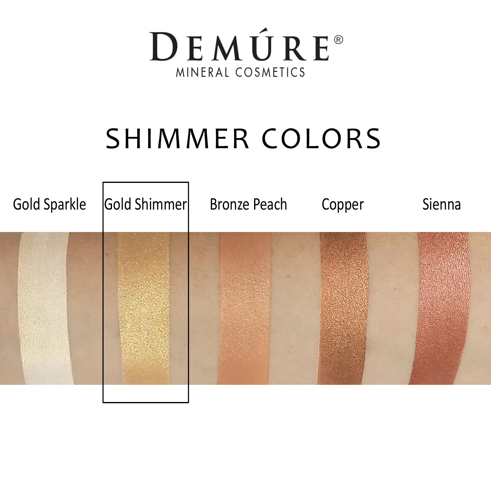 DEMÚRE Mineral Eye Shadow Gold Shimmer — Loose Glitter Eyeshadow