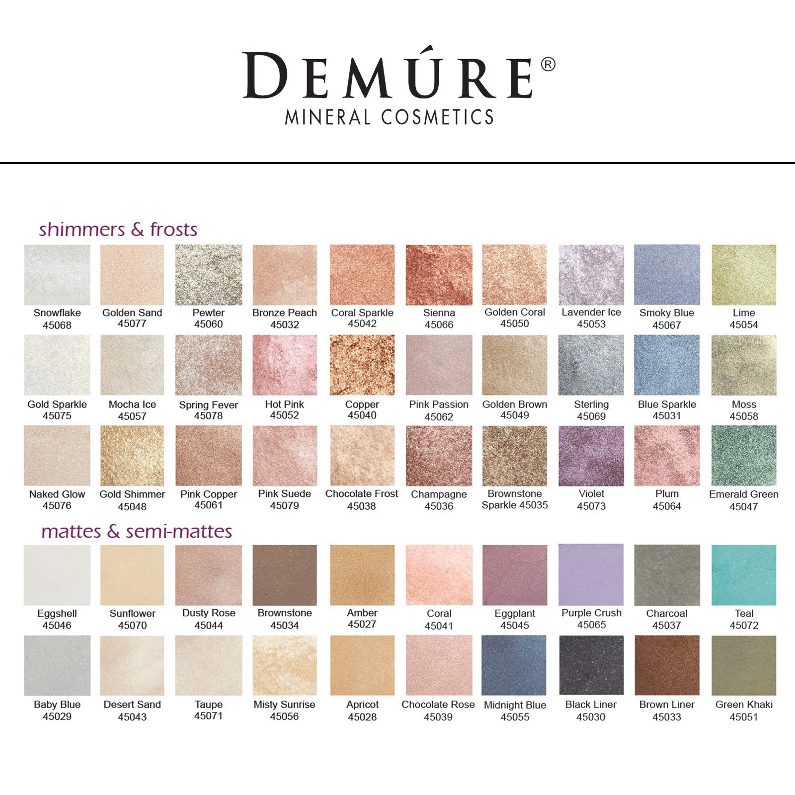 DEMÚRE Demure Mineral Shimmer Eyeshadow Loose Powder – Violet | 33 Natural Shades | Cruelty Free