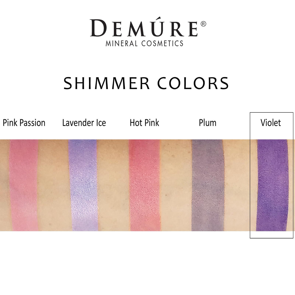 DEMÚRE Demure Mineral Shimmer Eyeshadow Loose Powder – Violet | 33 Natural Shades | Cruelty Free