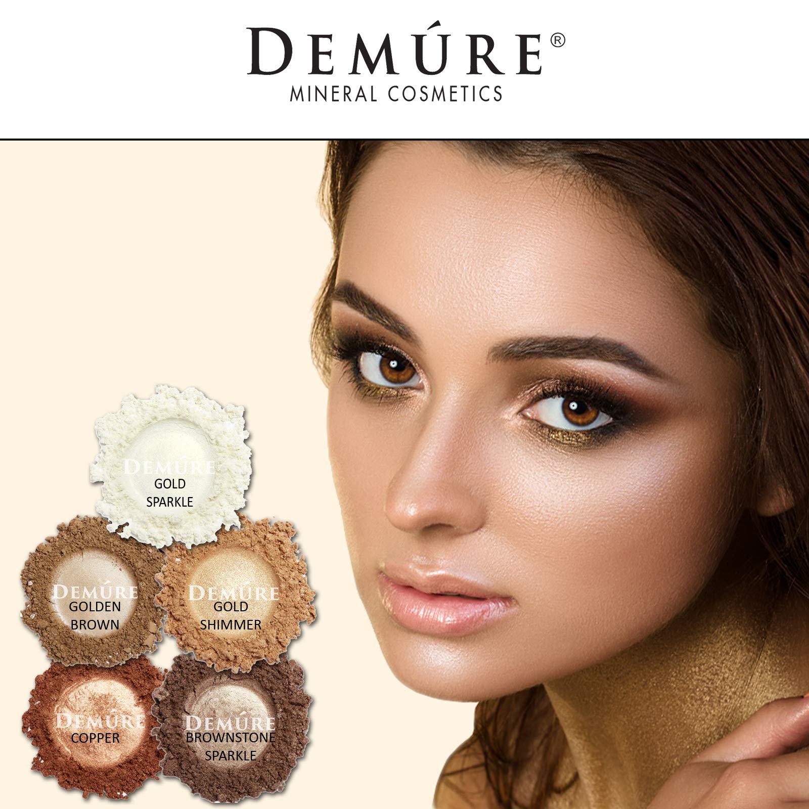 DEMÚRE Mineral Eye Shadow Gold Shimmer — Loose Glitter Eyeshadow