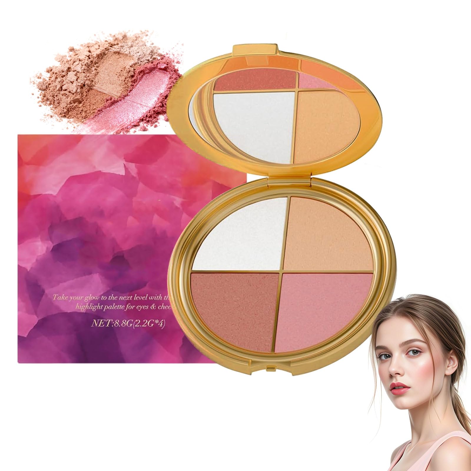 Denir Bonee Eye & Cheek Palette – 4-in-1 Highlight & Shadow Kit