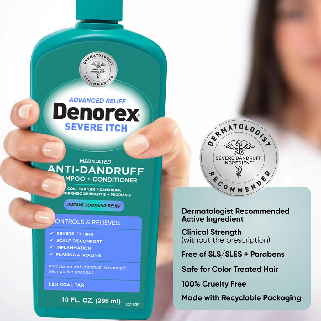 Denorex Advanced Relief Severe Itch 2-in-1 Shampoo & Conditioner – 1.8% Coal Tar, 10 oz