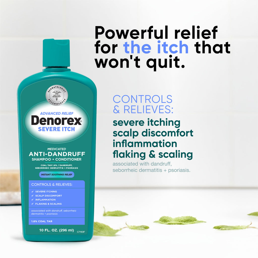 Denorex Advanced Relief Severe Itch 2-in-1 Shampoo & Conditioner – 1.8% Coal Tar, 10 oz