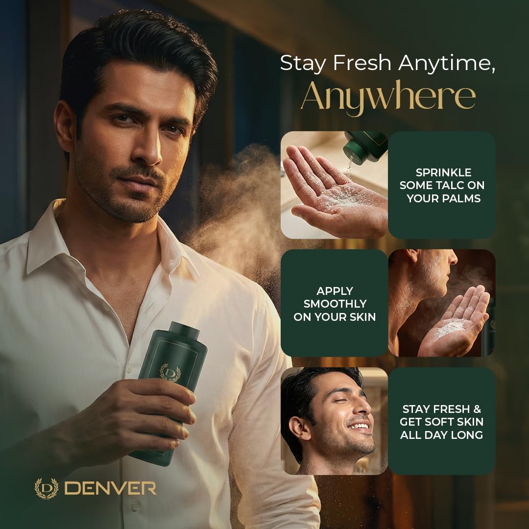 Denver Hamilton Premium Body Talcum Powder for Men – Long-Lasting Fragrance, Cooling Comfort
