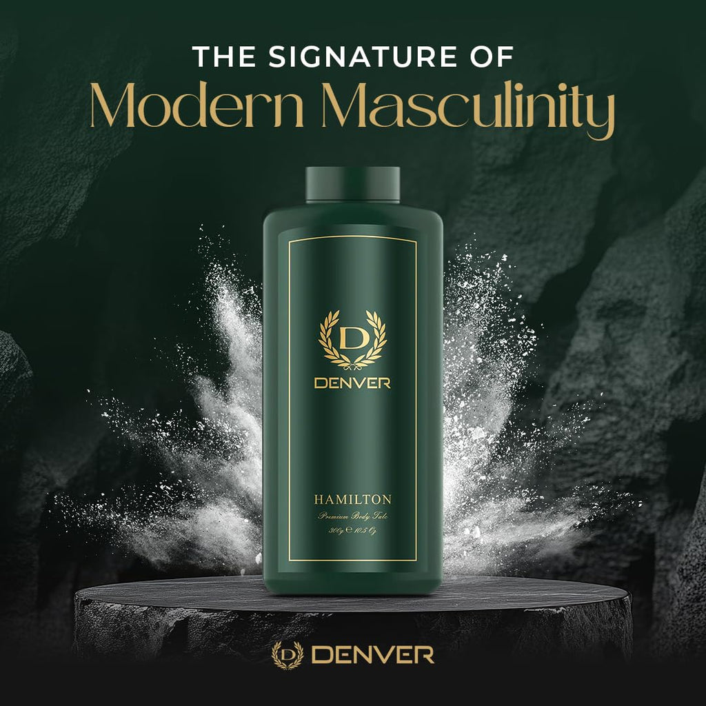 Denver Hamilton Premium Body Talcum Powder for Men – Long-Lasting Fragrance, Cooling Comfort