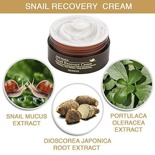 Deoproce Snail Recovery Cream – Made in Korea, Hydrating Mucin Moisturizer (3.5 oz)