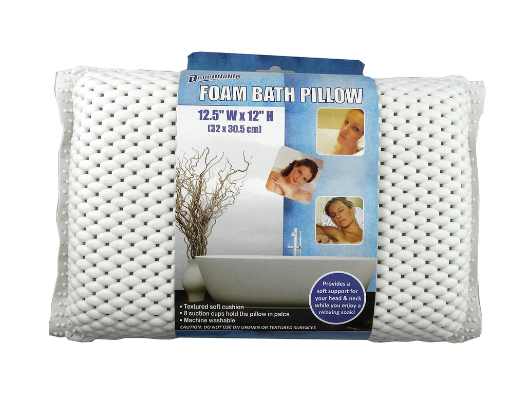 Dependable Industries inc. Essentials Luxurious Memory Foam Spa Bath Pillow – Pack of 2 with 8 Suction Cups