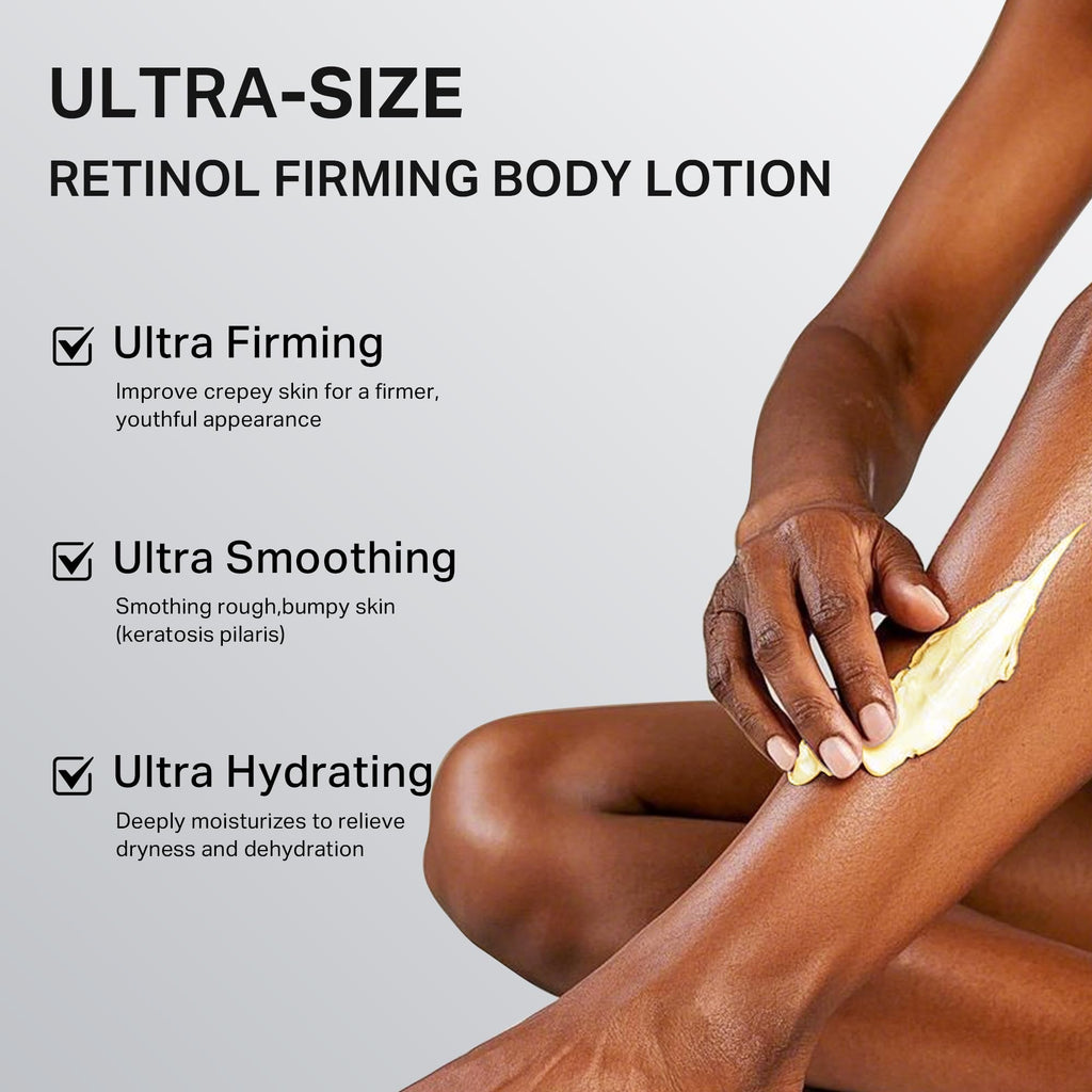 Depology Ultra-Size Firming Retinol Body Lotion for Crepey Skin & KP | 0.05% Retinol, AHA, Collagen, 10.14 fl oz
