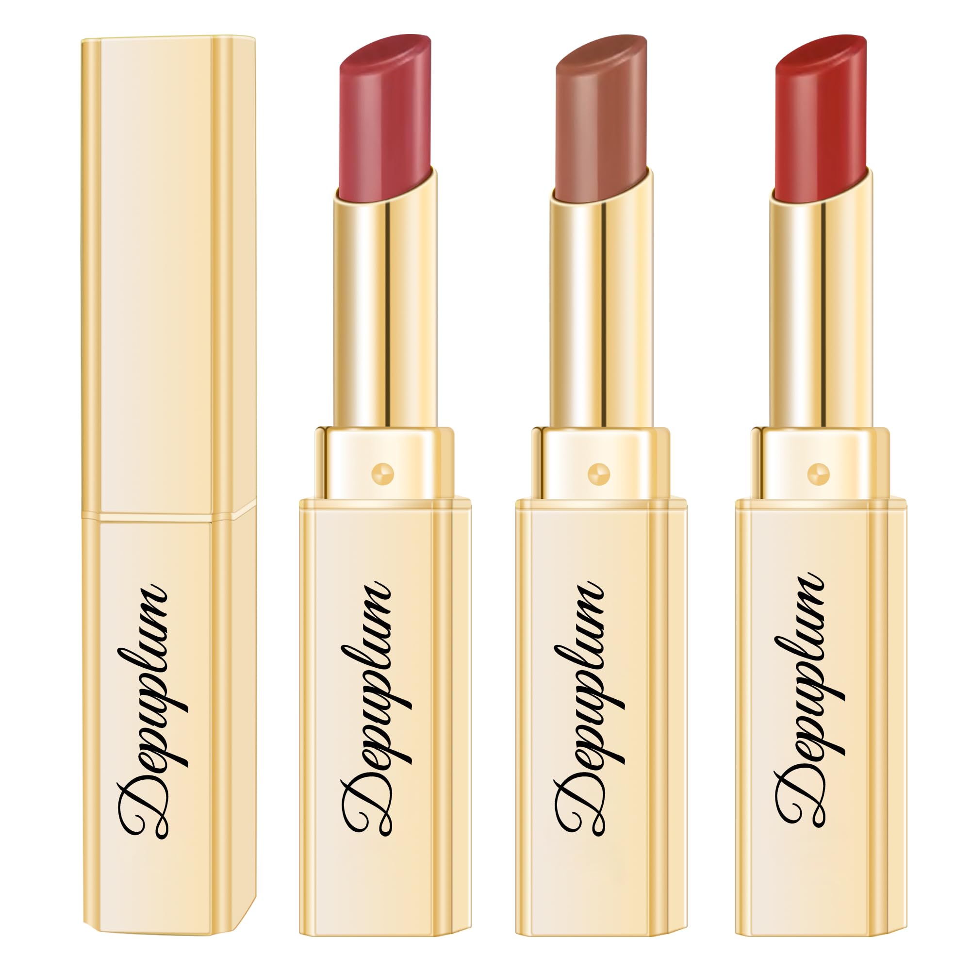 Depuplum 3Pc Berry Red Lipsticks Set DM68/72/101 – Hydrating, Long-Lasting