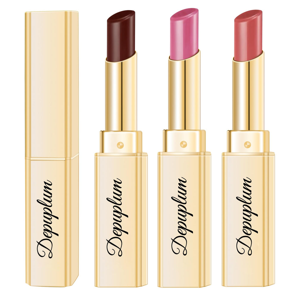 Depuplum 3Pc Brown Lipsticks Set | Hydrating Lip Color with Glossy Finish | Vegan & Cruelty-Free