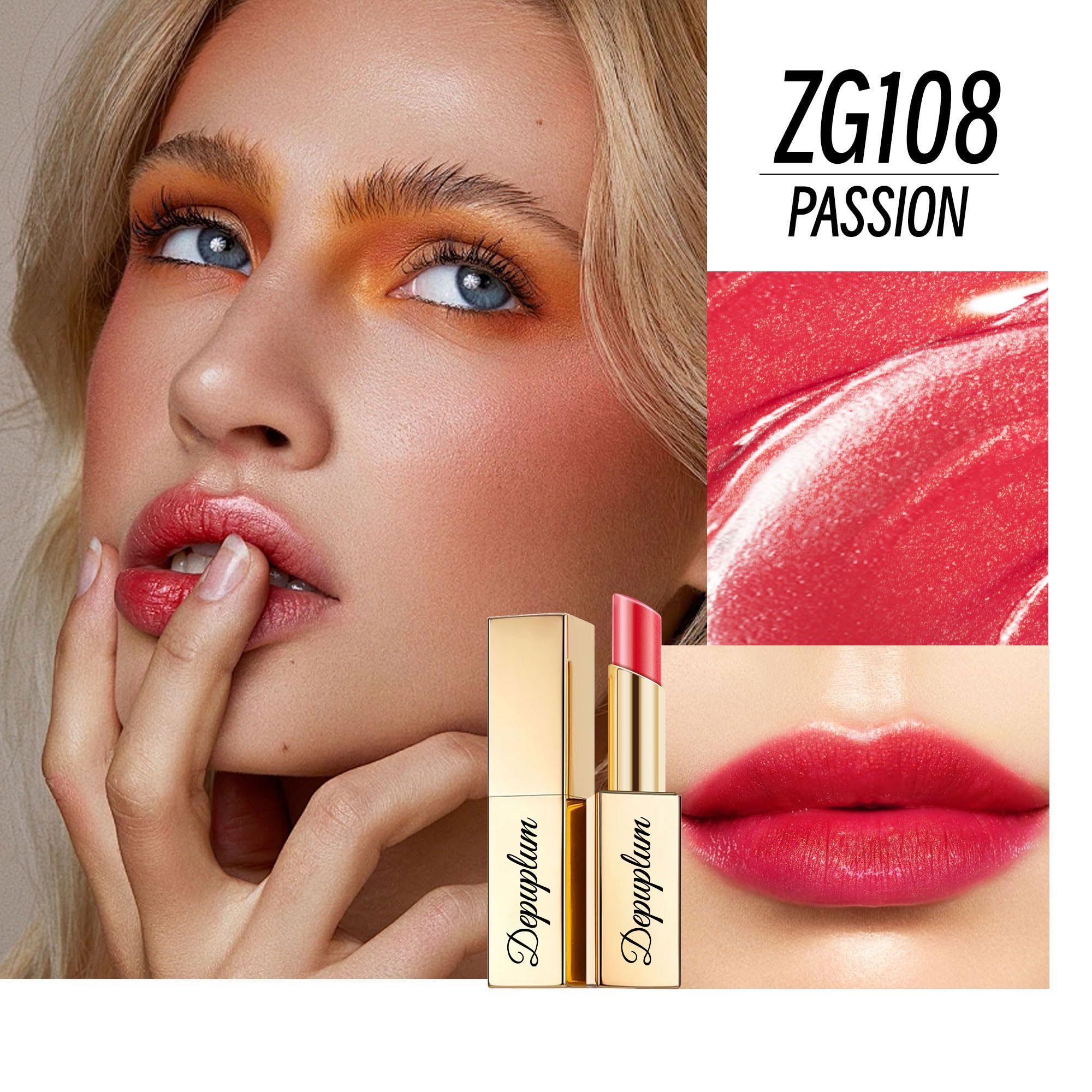 Depuplum Pink-Red-Brown Lipstick Set – Hydrating Shimmer Lip Tint (ZG107/108/117)