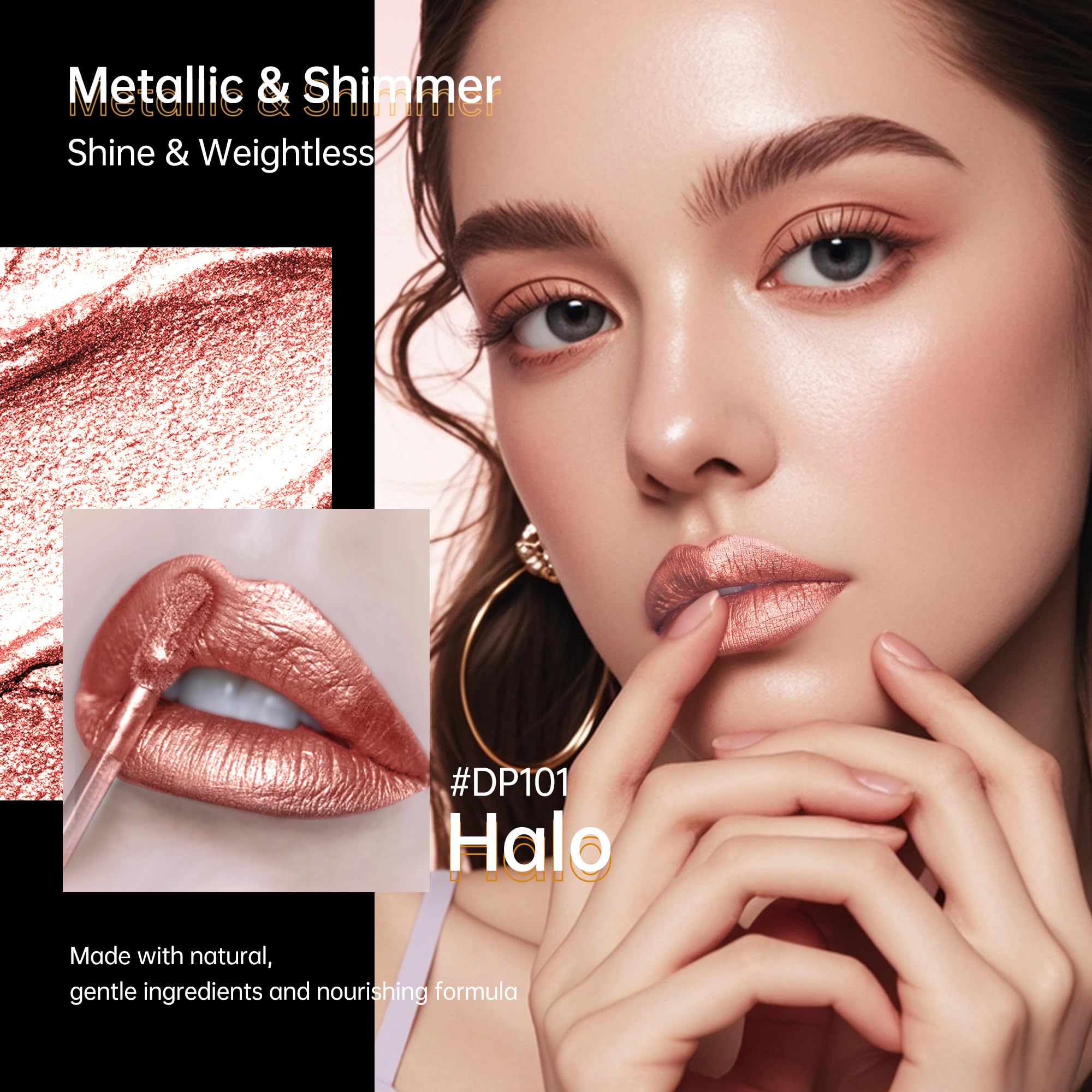 Depuplum 3Pc Metallic Lipstick Set – DP101/104/108, Long-Lasting & Waterproof