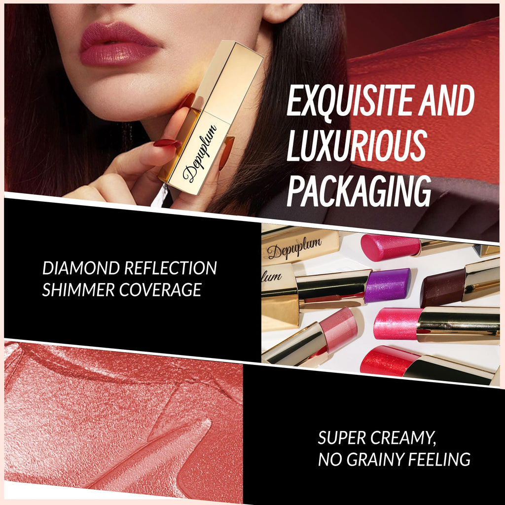 Depuplum Lipstick Set DM108/111/118 – Red, Brown & Nude Hydrating Shimmer Lip Gloss