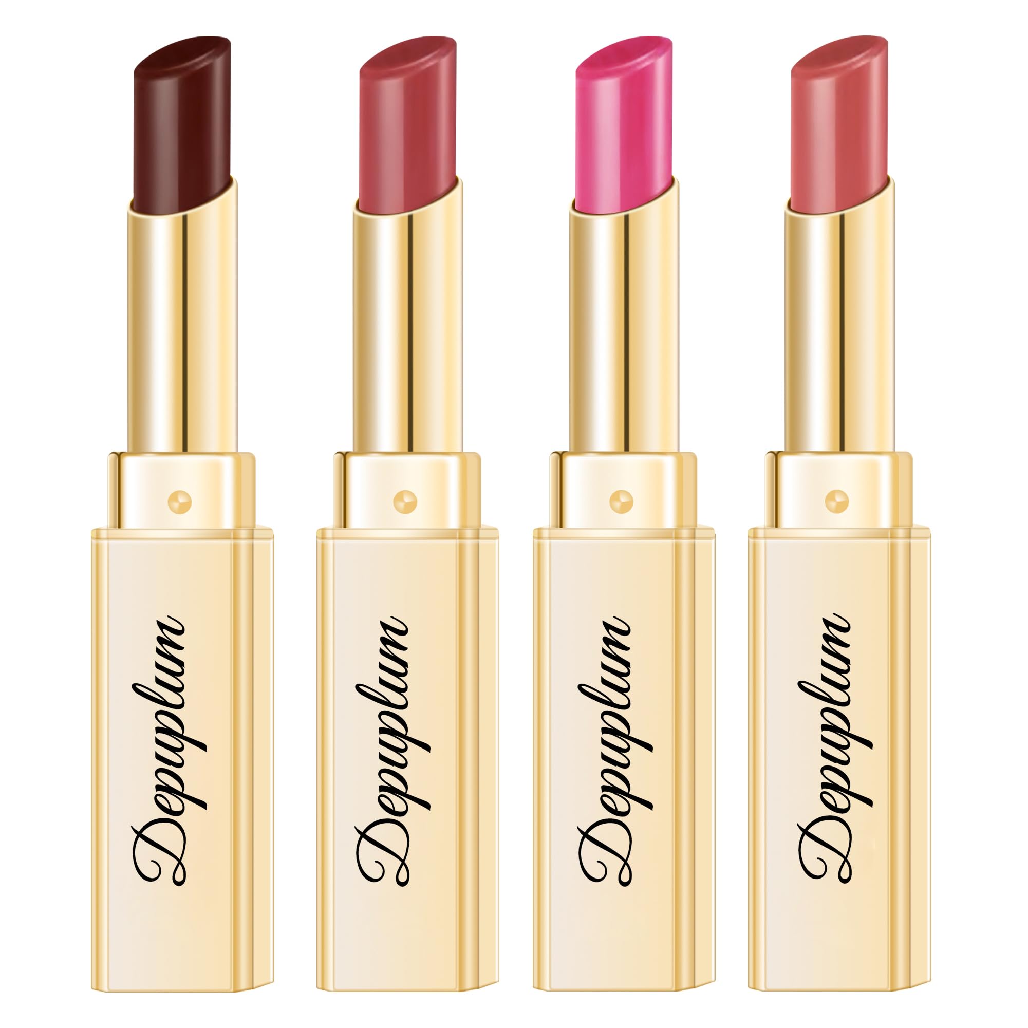Depuplum 4Pc Hydrate Lipstick Set — Long-Lasting Moisture, Vegan & Cruelty-Free (DM65/68/89/95)