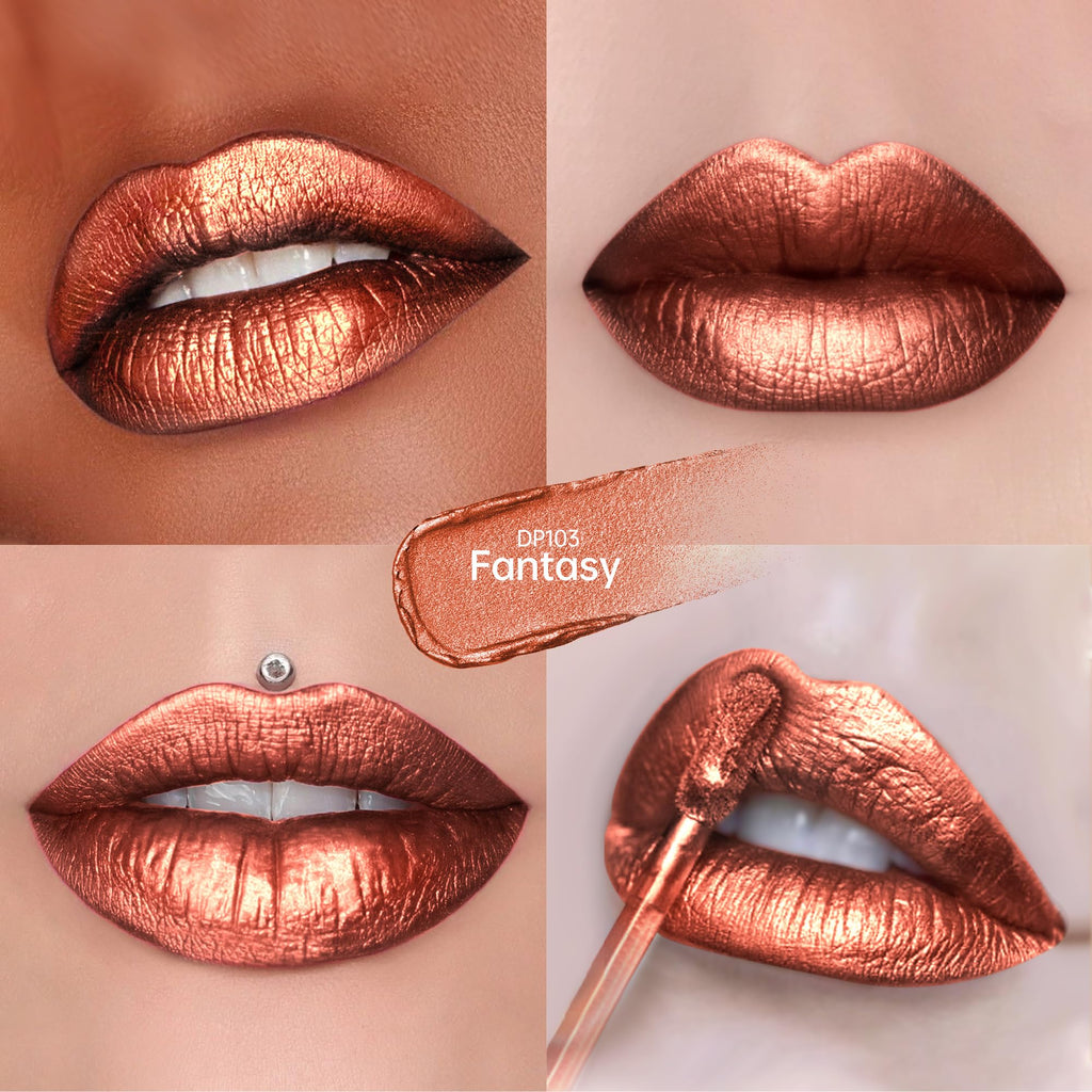 Depuplum 3Pc Metallic Lipstick Set for Women – Waterproof, Long-Lasting Shine DP103/104/114